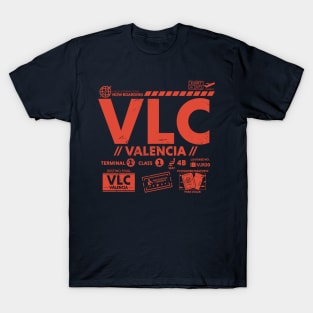 Vintage Valencia VLC Airport Code Travel Day Retro Travel Tag Spain T-Shirt